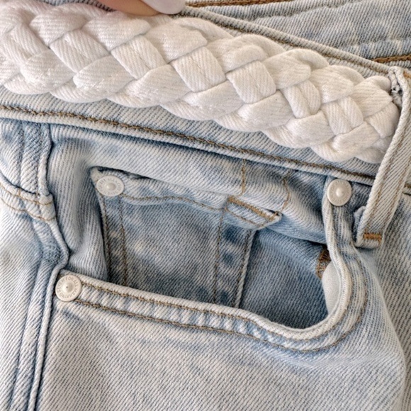 7 For All Mankind High Rise Cropped Straight with Braided Belt Jeans - Picture 8 of 15